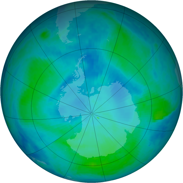 Antarctic ozone map for 16 February 2000